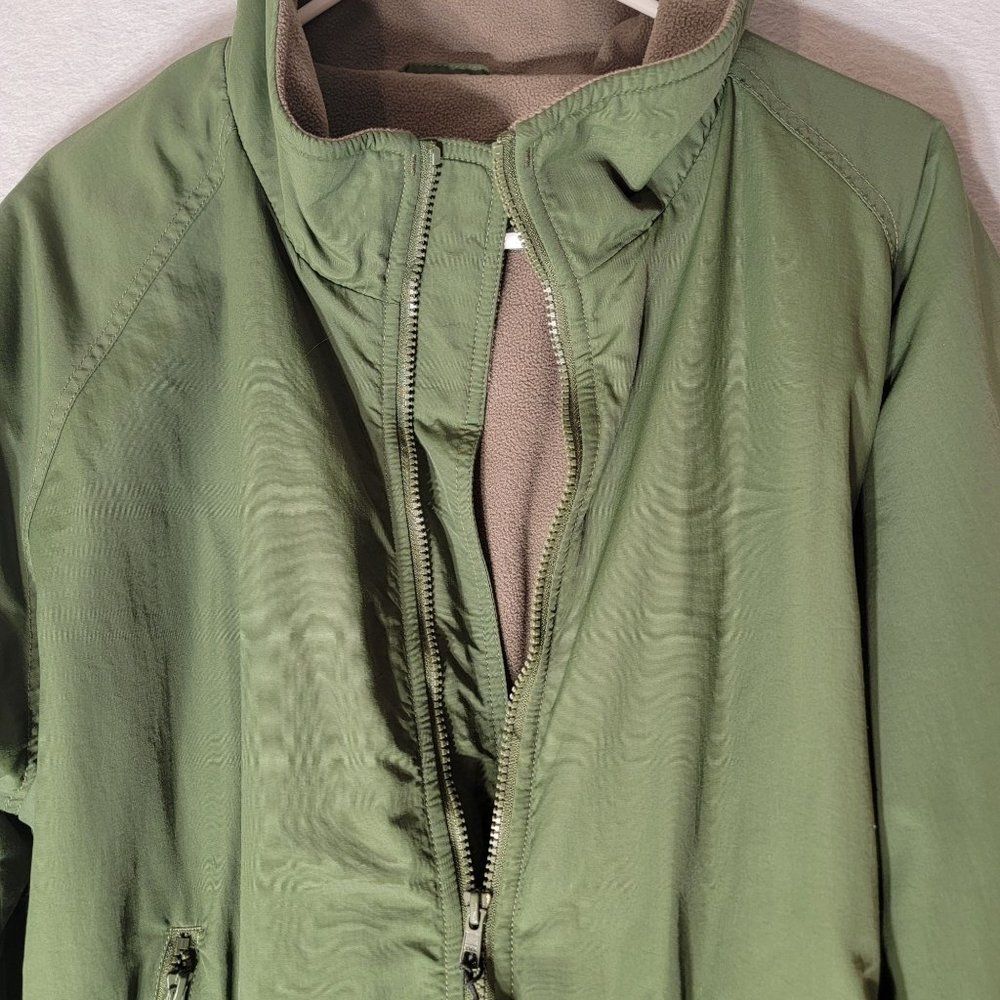 Cabelas Nylon Coat Jacket Mens‎ LT Fleece Lined Full Zip Pockets Mock Neck Green - Picture 3 of 15